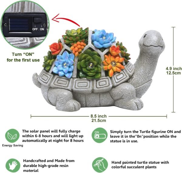 Solar Garden Turtle Statue - Image 3